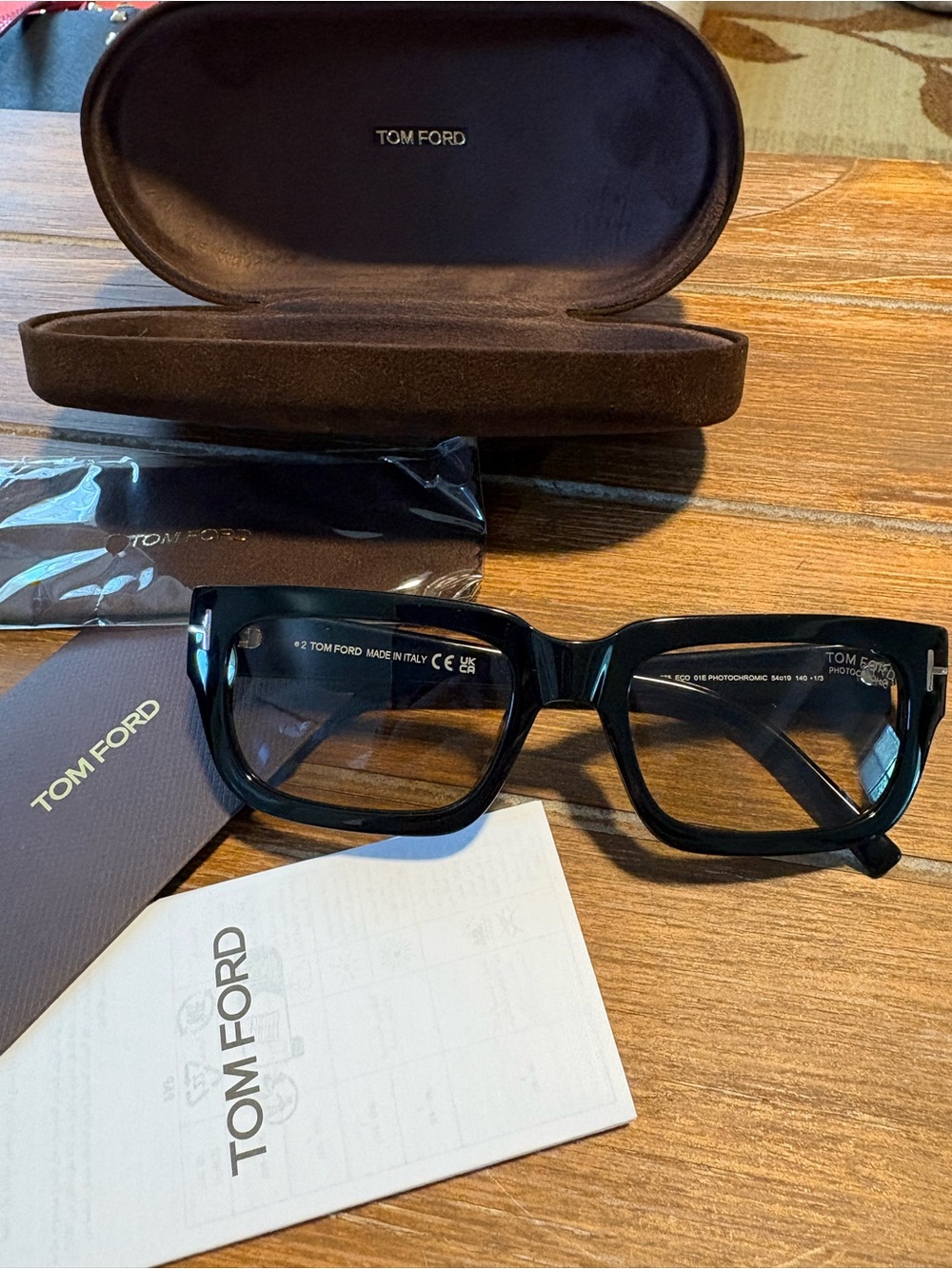 Tom Ford Black Men’s Square Sunglasses with Dark Lenses